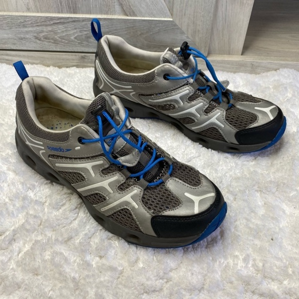 Speedo Sneakers Mens Gray and Blue Running Shoes Workout Sz 9